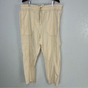 Free People Casual Beige Linen Blend Lounge Pants with Pockets Size Medium